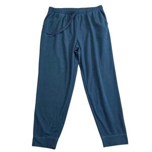 Mens Size XL Teal Green Fleece Pajama Lounge Pants Jogger Pockets Drawstring